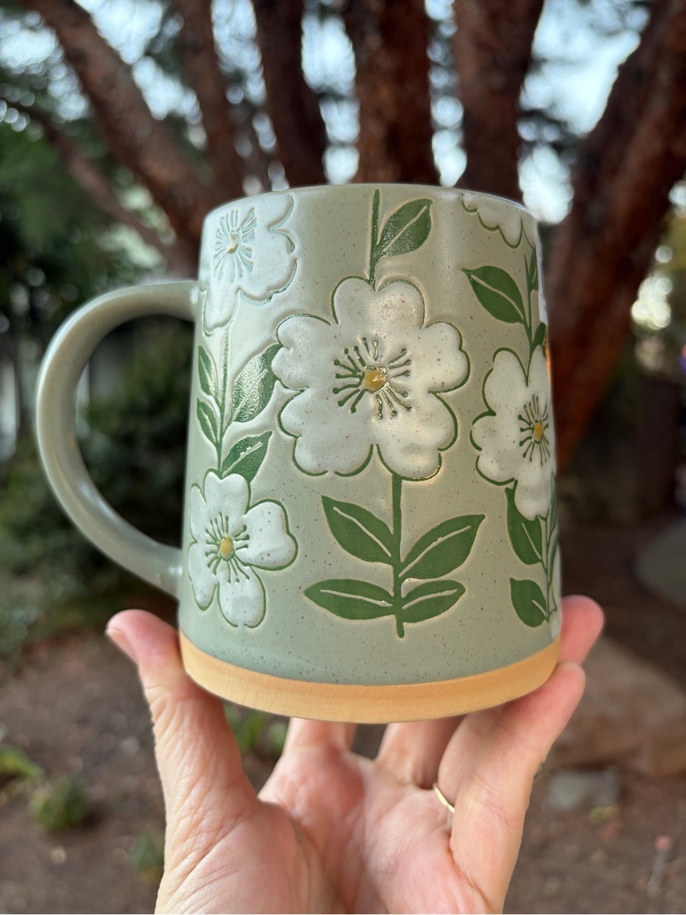 Hand-Painted Green Floral Botanical Mug